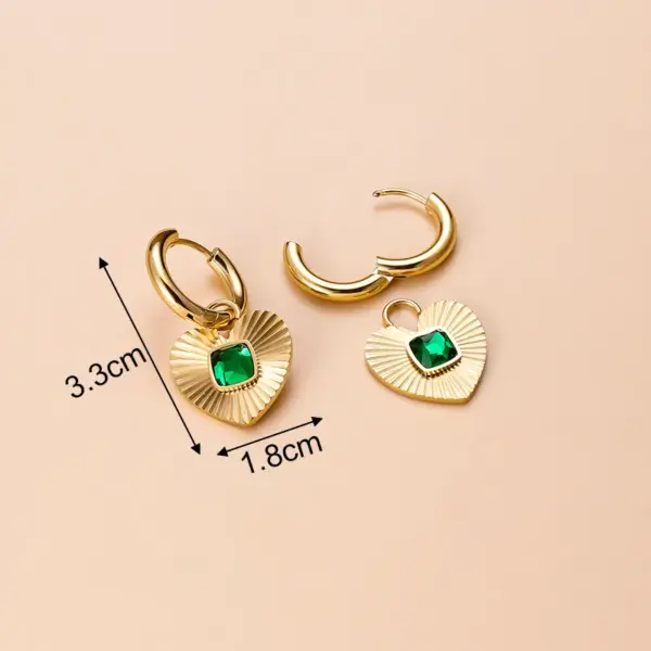 Heart Shape 304 Stainless Steel Zircon 18K Gold Plated Stainless Steel Earrings