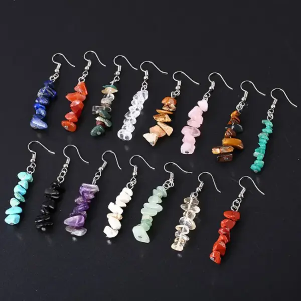 Wholesale Fashion Irregular Natural Stone Handmade Drop Earrings 1 Pair