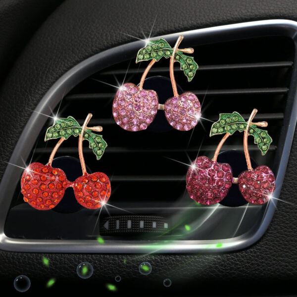 Wholesale Rhinestone Cherry Car Air Conditioner Vent Fragrance Clip