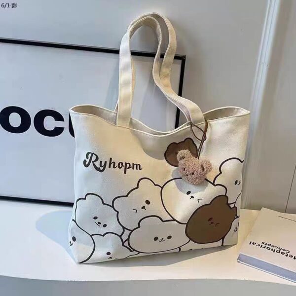 Wholesale Commuter Japanese Style Cartoon Ins Single Shoulder Large Capacity Student Bag Tote All-match Student Class Canvas Tote Bag