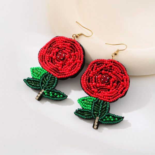 Wholesale Cherry rose flower seed bead earrings