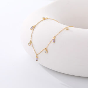 A2582-Gold purple cube / 925 Silver