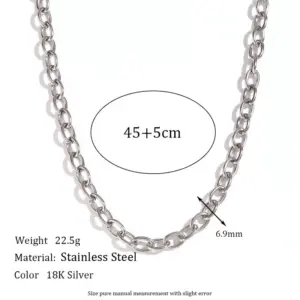6.9mm Cross Chain-Steel Necklace-45cm+5cm