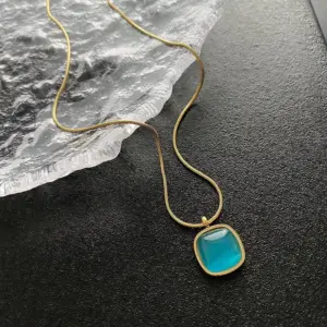 02-H3 Titanium Steel Square Necklace