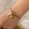 Ion Plating (IP) 18K Gold Real Gold Plated Heart Shape Flower Bow Knot 304 Stainless Steel Lady Waterproof Non Tarnish 304 Stainless Steel Bracelets