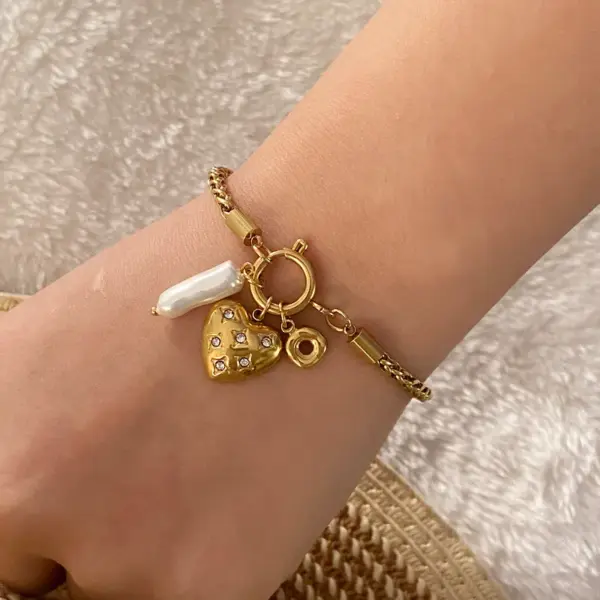 Ion Plating (IP) 18K Gold Real Gold Plated Heart Shape Flower Bow Knot 304 Stainless Steel Lady Waterproof Non Tarnish 304 Stainless Steel Bracelets