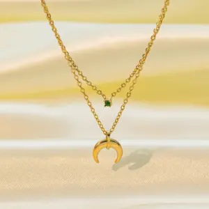 [Tsh379] Lvzuan Crescent Necklace / Gold