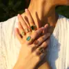 Wholesale PVD Coated 18K Gold Real Gold Plated Geometric Rectangle 304 Stainless Steel Elegant French Style IG Style Waterproof Non Tarnish Open Rings