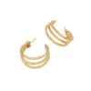 Wholesale PVD Coated 18K Gold Real Gold Plated C Shape Stainless Steel Commute Waterproof Non Tarnish Hoop Earrings Ear Studs
