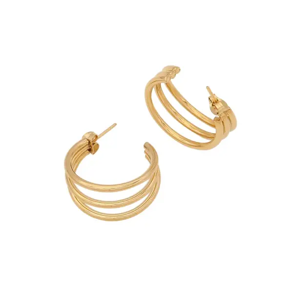 Wholesale PVD Coated 18K Gold Real Gold Plated C Shape Stainless Steel Commute Waterproof Non Tarnish Hoop Earrings Ear Studs