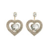 Wholesale diamond earrings women's alloy diamond double-layer love-shaped temperament earrings ear jewelry