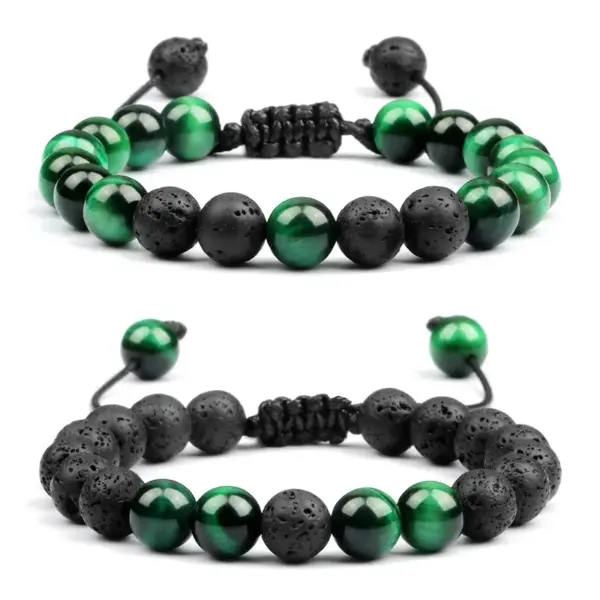 Casual Simple Style Round Volcanic Rock Tiger Eye Beaded Bracelets