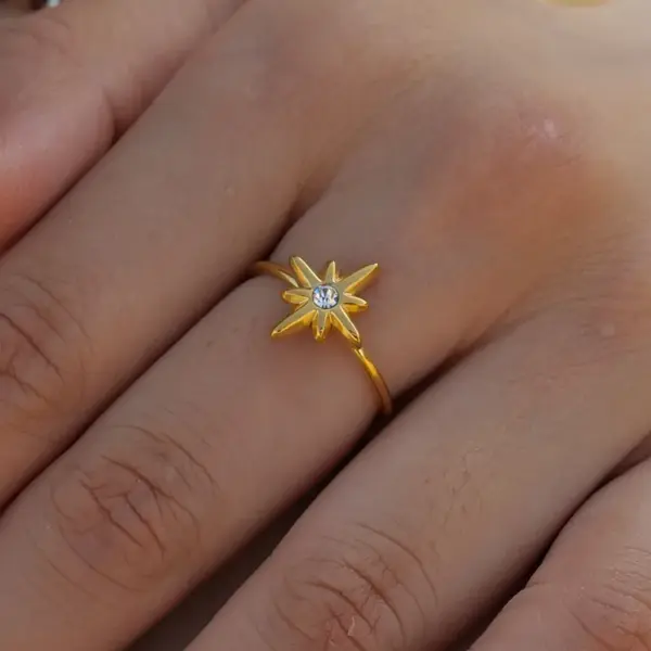 Wholesale Jewelry IG Style Casual Star 304 Stainless Steel Zircon PVD Coated Plating Inlay Open Rings