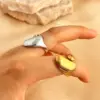 PVD Coated Real Gold Plated 18K Gold Geometric 201 Stainless Steel Casual Retro Simple Style Waterproof Non Tarnish Open Rings