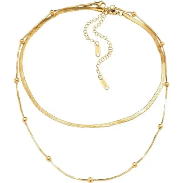 Vacuum Plating Real Gold Plated 18K Gold Gold Plating Silver Plated Geometric 304 Stainless Steel Fashion Waterproof Non Tarnish Titanium Steel Layered Necklaces