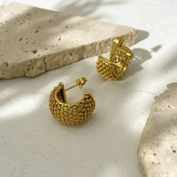 Wholesale C Shape Plating 316 Stainless Steel No Inlaid PVD Coated Earrings
