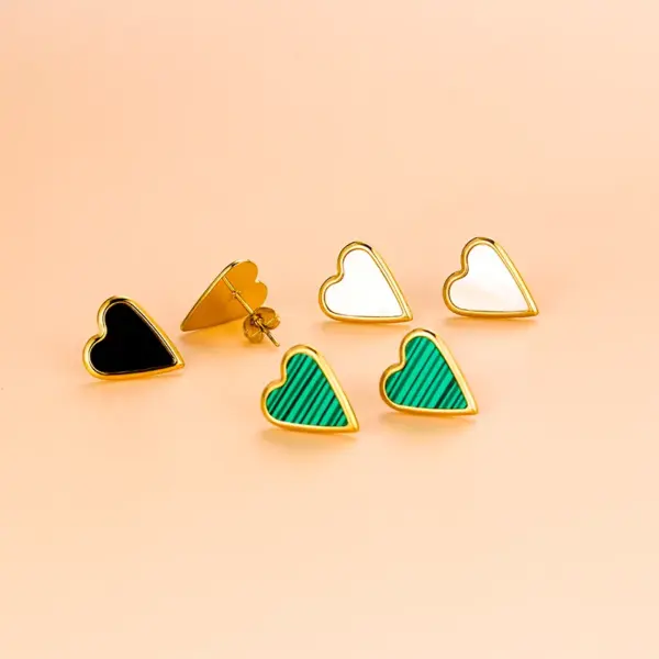 Wholesale Jewelry Fashion Heart Shape 304 Stainless Steel Shell 18K Gold Plated Gold Plated Stainless Steel Jewelry Sets