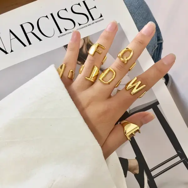 Wholesale Copper Simple Style Letter Open Rings