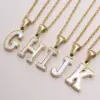 Wholesale Jewelry Simple Style Commute Letter 304 Stainless Steel Shell Gold Plated Plating Inlay Pendant Necklace