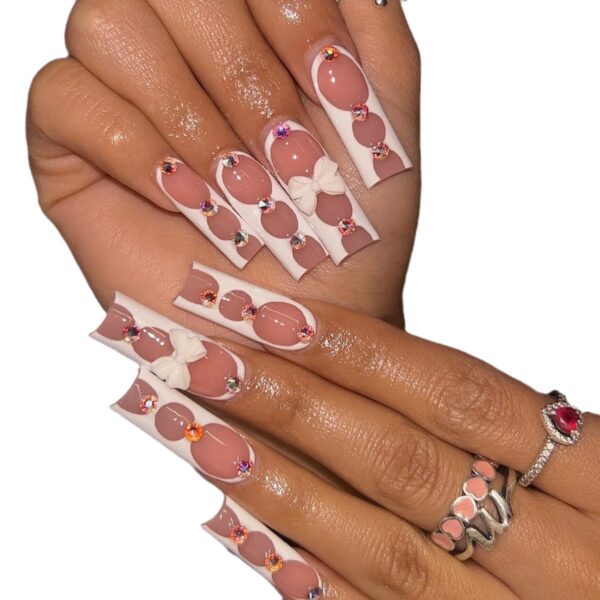 Wholesale Cross-border European and American long ballet wear nail super long water pipe ballet bow nail fake nail nail nail beauty sticker