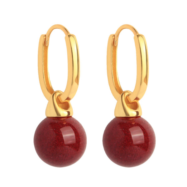 Wholesale Cinnabar Purple Gold Earrings Women's New Chinese Style National Style Red Vintage Earrings Earrings Mother's Day Gift for Mom