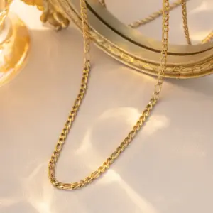 3mm Figaro NK40+5cm-gold / Individually Packaged