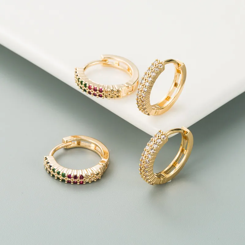 Wholesale Fashion Geometric Diamond Copper Artificial Gemstones Earrings