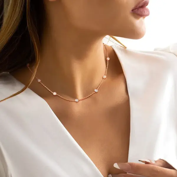 PVD Coated Real Gold Plated Solid Color 304 Stainless Steel Sweet Waterproof Non Tarnish 304 Stainless Steel Necklace