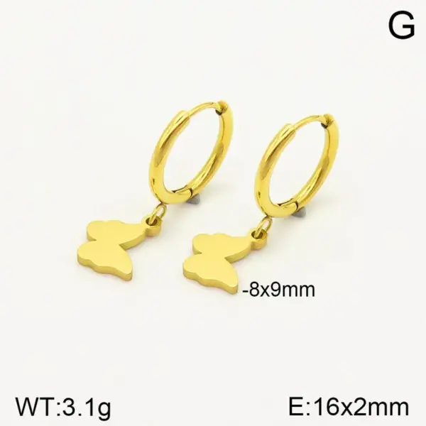 Wholesale 304 Stainless Steel Butterfly Bow Knot Ion Plating (IP) 18K Real Gold Plated Classic Style Waterproof Non Tarnish Enamel Three-dimensional Gold Steel Color Drop Earrings Ear Studs