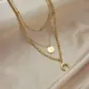 PVD Coated 18K Gold Plated Star Moon Stainless Steel Vintage Style Waterproof Non Tarnish 304 Stainless Steel Layered Necklaces