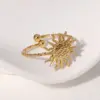 Wholesale PVD Coated Real Gold Plated 18K Gold Sun 304 Stainless Steel Modern Style IG Style Waterproof Non Tarnish Open Rings