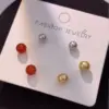 Wholesale 6 Pieces Casual Cute Shiny Fruit Snowflake Plating Inlay Copper Artificial Diamond 14K Gold Plated 16K Gold Plated Ear Studs