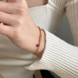 【XKB0148】Smiling Red Diamond Bracelet / Gold