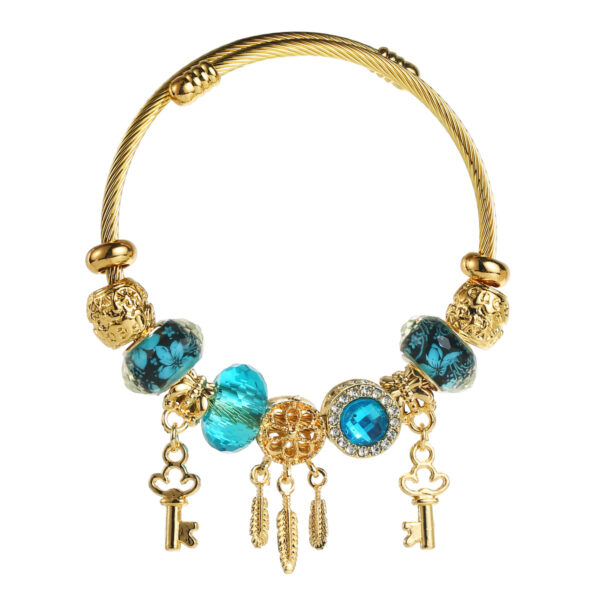 oly-11908cc560534d25df35b779614b1640 Wholesale Pumeng.com Key Pendant Bracelet for Women - Trendy, Fashionable, Versatile, Stainless Steel Adjustable Bangle
