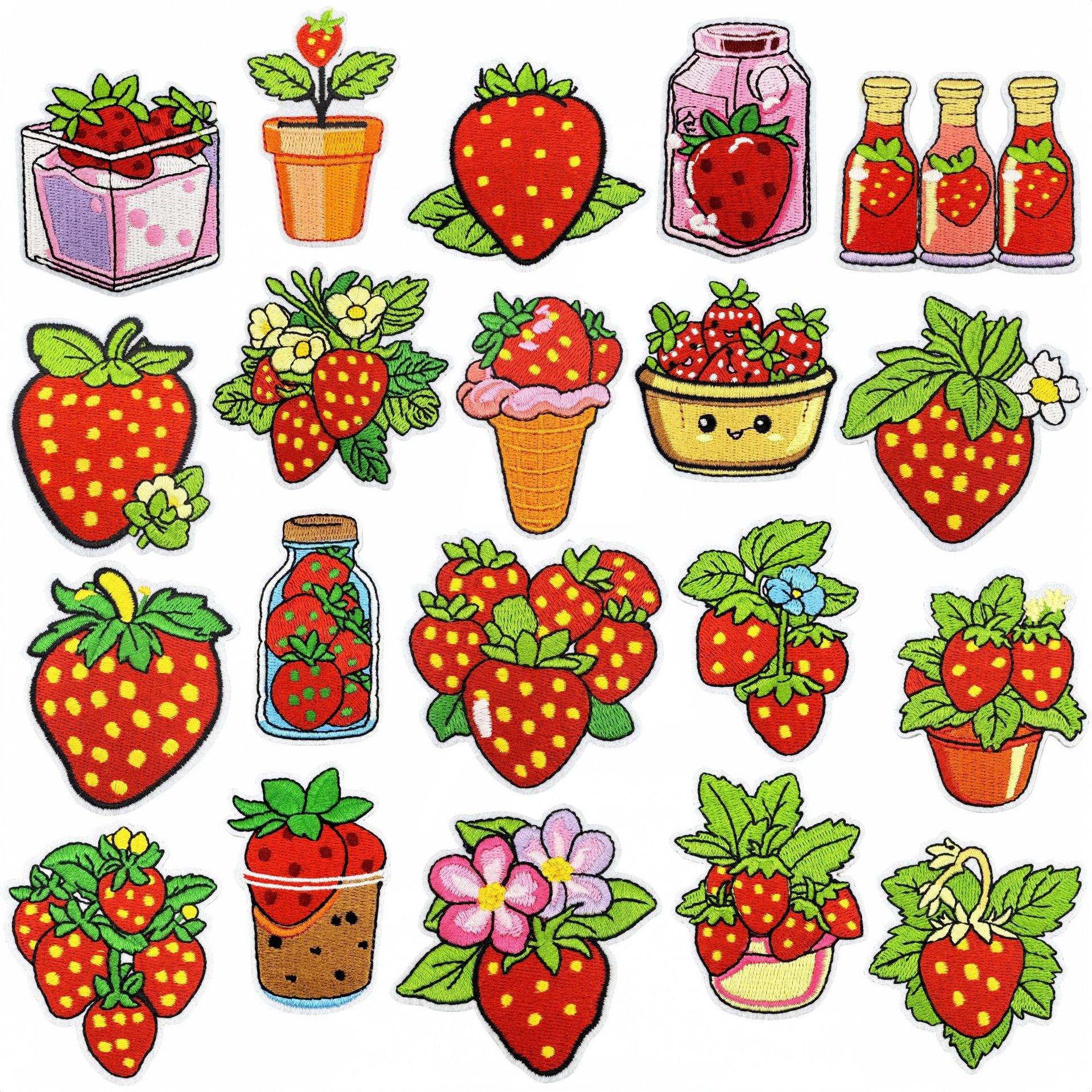 Wholesale Cute Cartoon Strawberry Embroider Cloth Patch Ft Red Embroider Patch Aessories Clothing Aessories Computer Embroider Patch