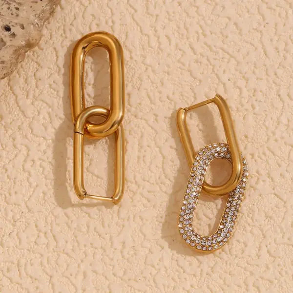 Wholesale PVD Coated Real Gold Plated 18K Gold Geometric 304 Stainless Steel Retro Simple Style Waterproof Non Tarnish Drop Earrings