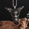 Wholesale Gothic Three Skull Crown and Wings Pendant Necklace, Vintage Horror Inspired Design, Ethnic Jewelry for Men and Women
