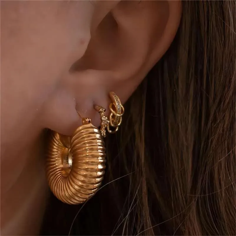 Wholesale PVD Coated Real Gold Plated 18K Gold C Shape 304 Stainless Steel Casual Simple Style Waterproof Non Tarnish Ear Studs