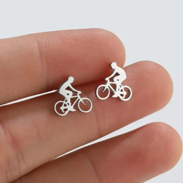 Wholesale PVD Coated 18K Gold Real Gold Plated Bicycle 304 Stainless Steel Original Design Waterproof Non Tarnish Ear Studs