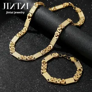 Gold 11mm*55cm Top Chain + Bracelet Set / Stainless Steel S.STEEL