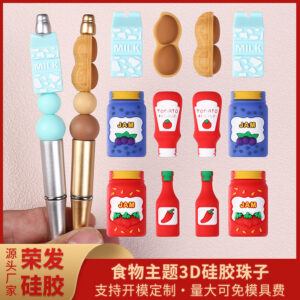 oly-119c3f426dd03d5c9044d50e7fd0b4a0 Wholesale Factory direct sales of 3D silicone beads, semi-finished products, loose beads, children's beaded pens, decorative cartoon beads, wholesale, European and American style.