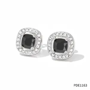 Pde1163 Stud Earrings Silver Black Zirconium