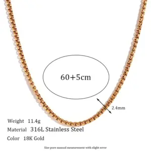 2mm Square Pearl Chain-Gold Necklace