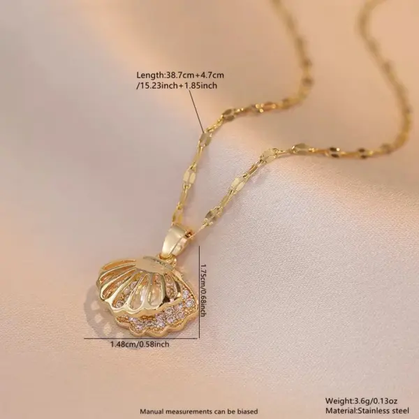 304 Stainless Steel Plastic Shell Ion Plating (IP) Acrylic 18K Gold Plated Beach Simple Style Waterproof Non Tarnish Pendant Necklace