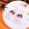 Wholesale Gothic Halloween Leopard Print Bow Cherry Blossom Acrylic Earrings