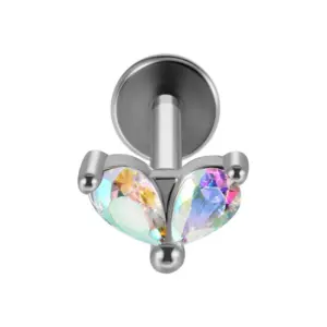 Steel Color-2 Opal AB Diamond Water Drops / 1.2x8mm