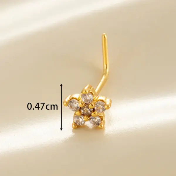 Wholesale 1 Piece Nose Rings & Studs Casual Classic Style Heart Shape Flower Butterfly Copper Flowers Butterfly Zircon Nose Rings & Studs Nose Pin