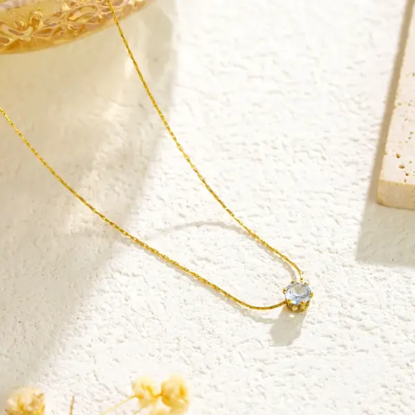 Wholesale PVD Coated Real Gold Plated 18K Gold Moon Titanium Steel Simple Style Waterproof Non Tarnish Titanium Steel Pendant Necklace