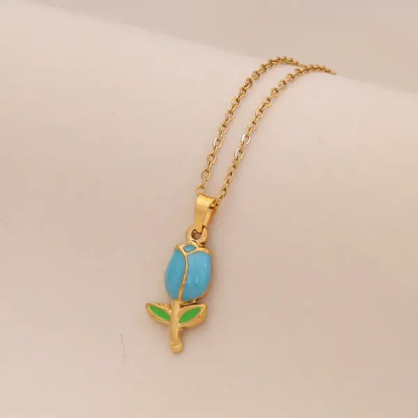 Wholesale PVD Coated Real Gold Plated Flower Butterfly 304 Stainless Steel Cute Romantic Waterproof Non Tarnish 304 Stainless Steel Lobster Trigger Clasp Closure Pendant Necklace