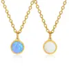 Wholesale Elegant Round Titanium Steel Plating Opal Stone Pendant Necklace